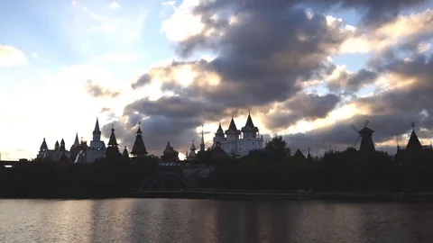 View of the ancient towers at sunset Stock Footage 69168889