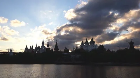 View of ancient towers at sunset Stock Footage 69170937