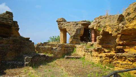 View of the ancient Valley of the Temples in Agrigento, Sicily. Stock Footage 244344458