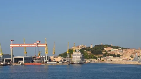 View of Ancona port and cityscape. Stock Footage 119074820