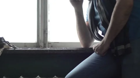 View and scene of how a man stands and thinks Stock-Footage 129732749