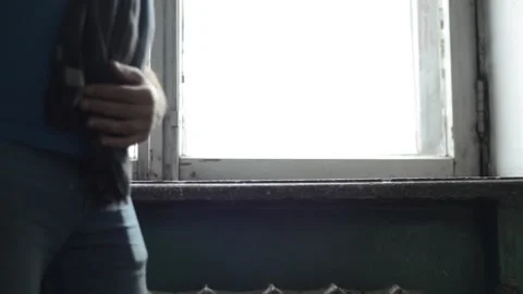 View and scene of how a man stands and thinks Stock-Footage 129732806