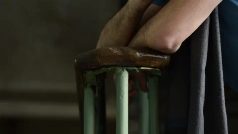 View and scene of a man standing and thinking, leaning Stock-Footage 129732726