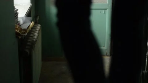 The view and the scene of a man walking, going down Stock-Footage 129733013