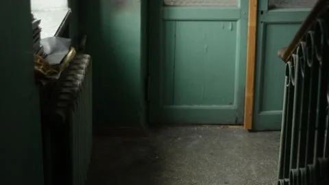 The view and the scene of a man walking, going down Stock-Footage 129733038