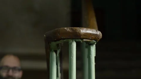 The view and the scene of a man walking, going down Stock-Footage 129734012