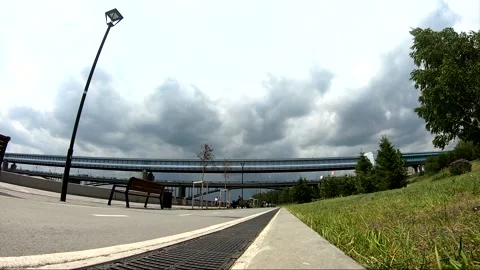 View and scene of the park, running and bike paths Stock-Footage 129714199