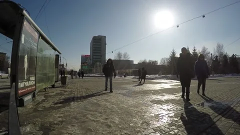 View and scene of pedestrians, a crowd of people Stock-Footage 129714403