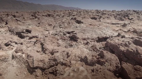 View and suerfaces of the Hidden Lagoons of Baltinache. San Pedro de Atacama, Stock Footage 129110486