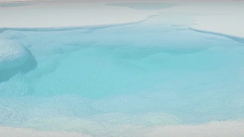 View and suerfaces of the Hidden Lagoons of Baltinache. San Pedro de Atacama, Stock Footage 129110538