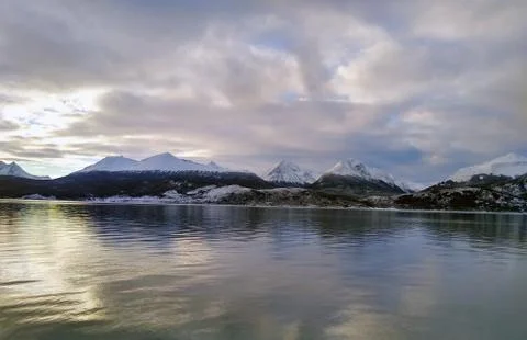 View of the andean coordinator through the beagle channel, argentina ushuaia Stock Photos