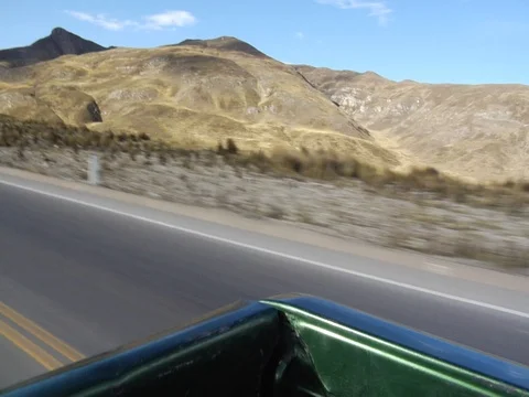 View of Andes Mountains from Back of Truck Stock Footage 112946830
