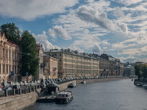 View from The Anichkov Bridge. Timelapse Stock Footage 70358819
