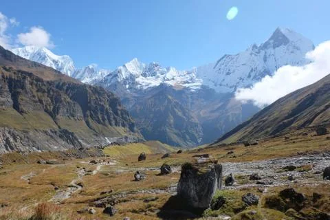 View from Annapurna Base Camp October 2019 Stock Photos