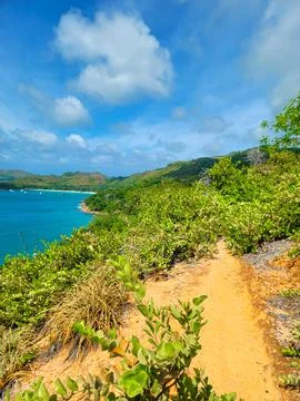 View on Anse Georgette, one of the most beautiful beaches of Seychelles fro.. Stock Photos