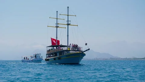View of Antalya, the area of ​​the old pier Stock Footage 247849201