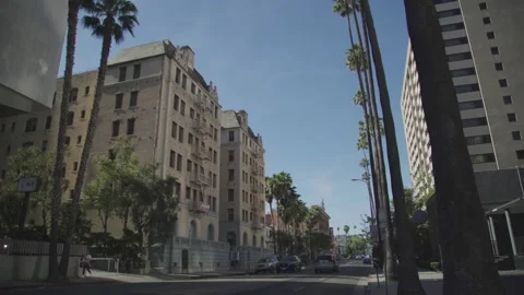 View of an apartment complex in Los Angeles 4k Stock Footage 153391190