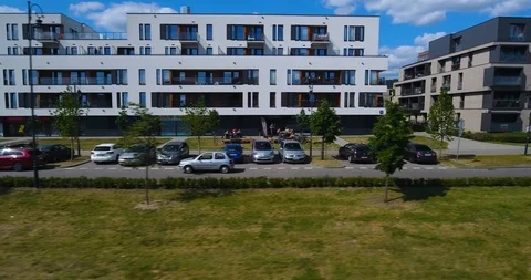 View On A Apartment Complex. Movement Shot Stock Footage 90261315