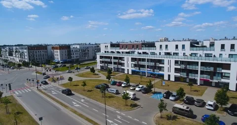 View Of An Apartment Complex. Moving Up Shot Stock Footage 90262041