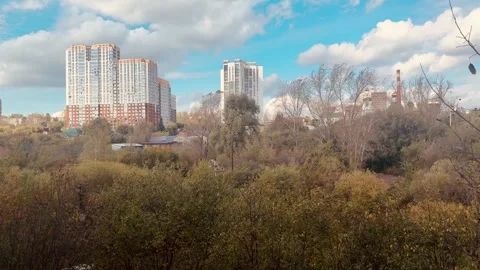 View of the apartments from the park Stock Footage 346527283