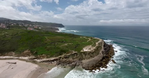 View of Apple Beach (Praia das Macas), Portugal Stock Footage 247894172