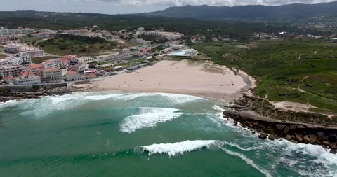 View of Apple Beach (Praia das Macas), Portugal Stock Footage 247894186