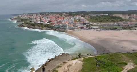 View of Apple Beach (Praia das Macas), Portugal Stock Footage 247894193