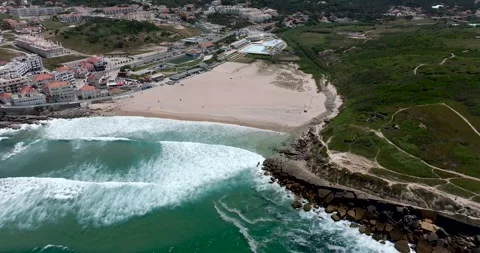 View of Apple Beach (Praia das Macas), Portugal Stock Footage 247894221