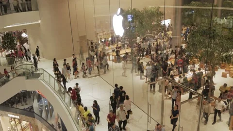 View into An Apple store at icon siam major department store in central of .. Stock Footage 282335177