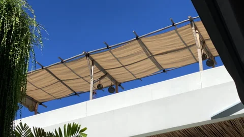View of a arabian building on summer, low angle handheld camera Stock Footage 276159382