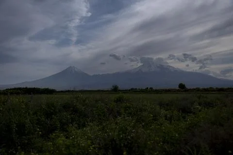 View of the Ararat Plain with the Biblical Mount Ararat 4 Stock Photos