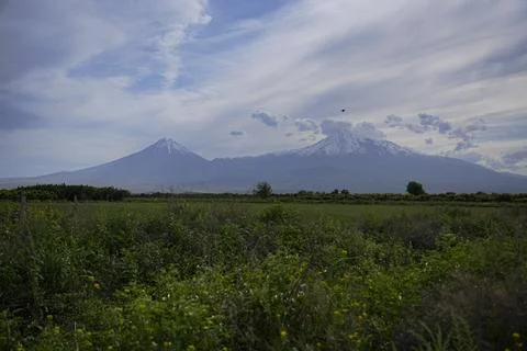 View of the Ararat Plain with the Biblical Mount Ararat 6 Stock Photos