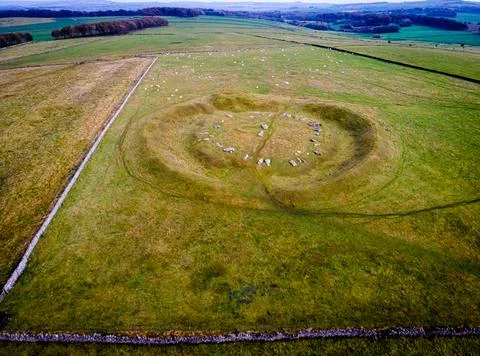 View of Arbor Low Stone Circle in Peak district, an upland area in England at Stock Photos