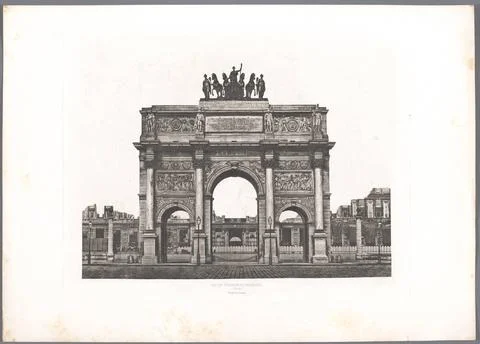 View of the Arc de Triomphe du Carousel in Paris; Arc de Triomphe du carou... Stock Photos