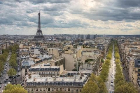 View from the Arc de Triomphe on the Eiffel tower Stock Photos