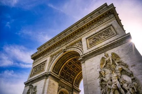A view of the Arc de Triomphe located in Paris, France. 写真素材