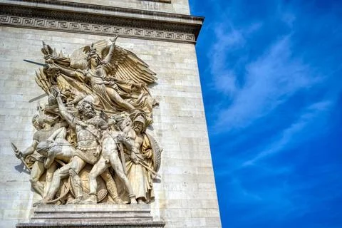 A view of the Arc de Triomphe located in Paris, France A view of the Arc d... Foto stock