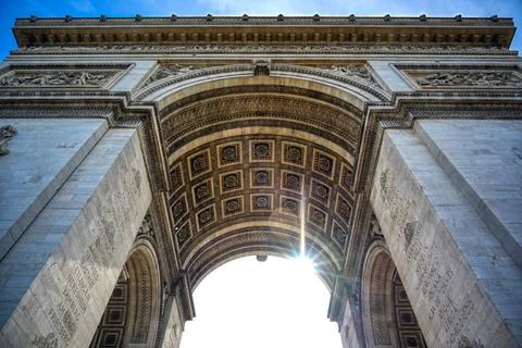A view of the Arc de Triomphe located in Paris, France A view of the Arc d... Stock-Fotos