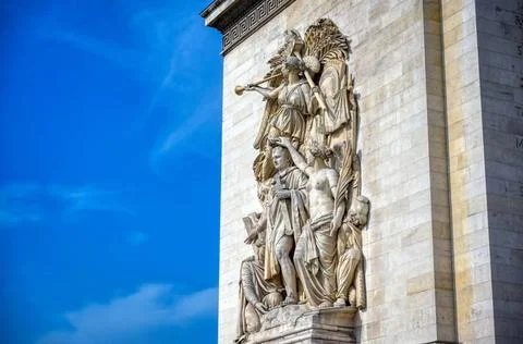 A view of the Arc de Triomphe located in Paris, France A view of the Arc d... Stock-Fotos