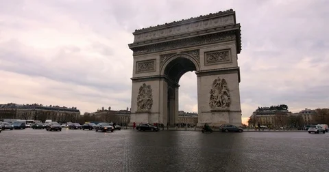 View of the Arc de triomphe in Paris, France Stock Footage 71159291