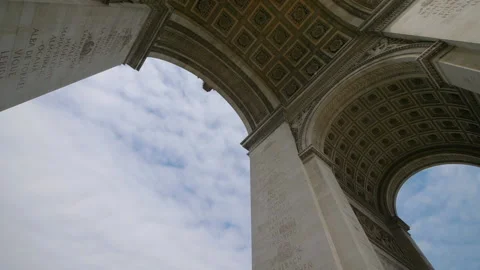 View on Arc de Triomphe in Paris in slow motion 180fps Stock Footage 165060891