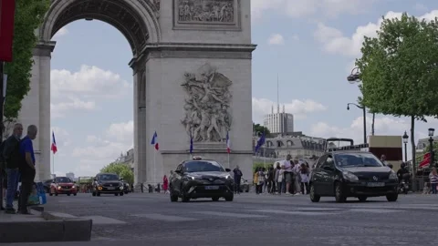 View of Arc de Triomphe in Paris, France. Stock Footage 343880207
