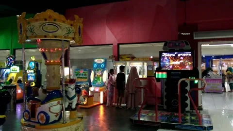View in arcade game zone center Stock Footage 214126659