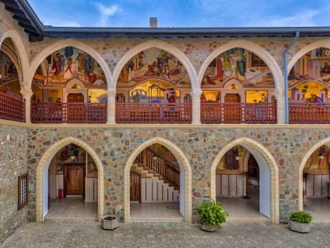 View of Arcade in monastery Stock Photos