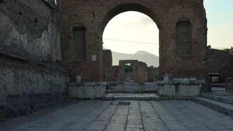 View of the Arch and Ruins Stock Footage 112620101