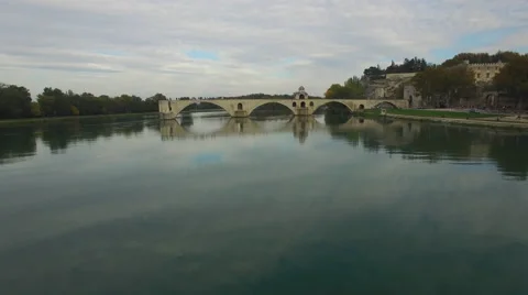 View of arch bridge over river Stock Footage 64344963