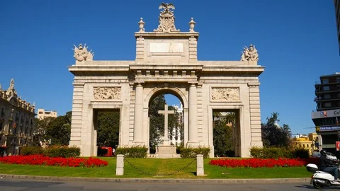 View on the Arch of Triumph in Valencia Stock-Footage 89203067