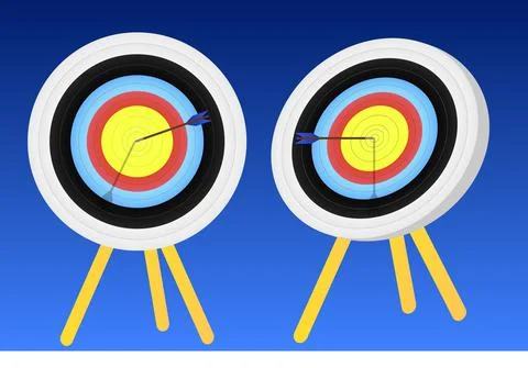 View of a archery shooting board from different angles Stock Illustration