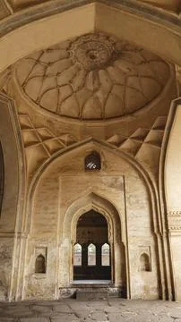 View of Arches Inside the Ibrahim Roza, Vijayapur, Karnataka, India Stock Photos