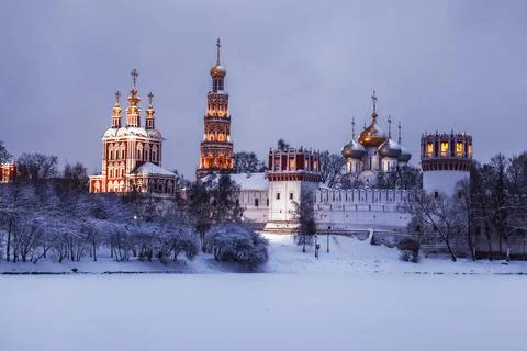 View of the architectural ensemble of the Novodevichy convent Moscow Stock Photos